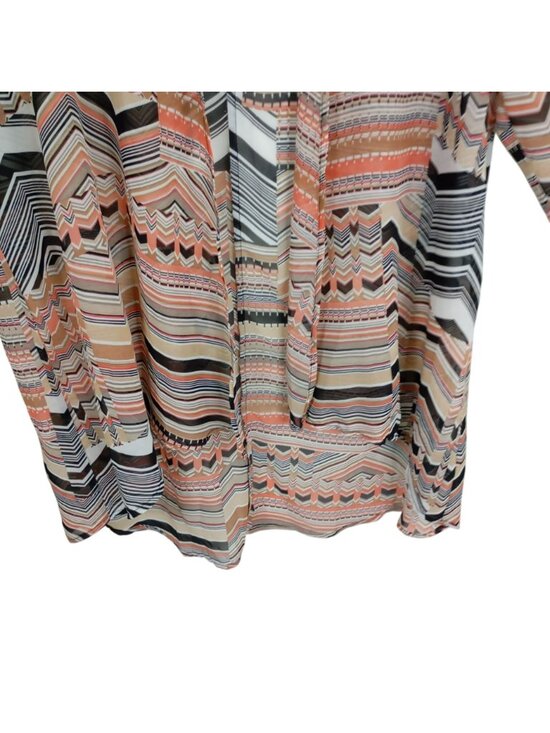 Alex & Olivia Womens Plus Size Open Front Kimono 2X Multicolor Chevron Print - Picture 4 of 8